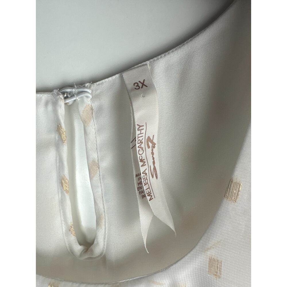 Melissa McCarthy Sleeveless Tunic Top Overlay Blouse White Gold Plus Size 3X - Picture 13 of 16